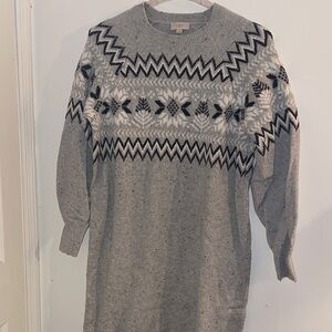 LOFT Fairisle Grey Sweater Dress - Warn Once!